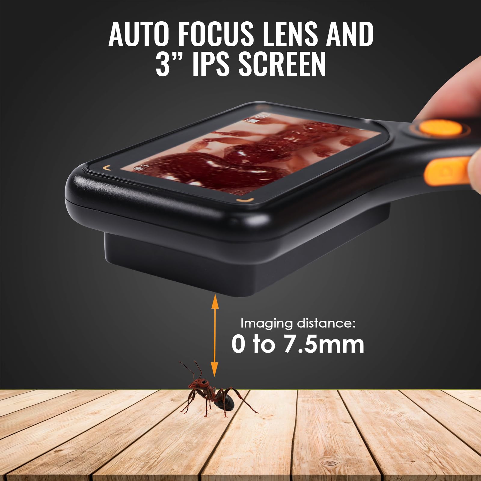 Microscopio digitale portatile 500X con schermo IPS da 3", 8 LED, autofocus, fotocamera 2MP, lente d'ingrandimento ricaricabile, supporto scheda TF, compat. Windows/Mac: ideale per parti, PCB