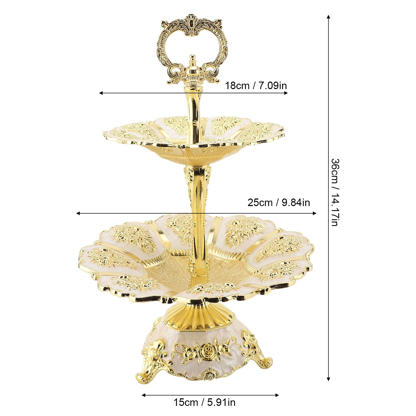 Hidyliu Alzata per Cupcake Elegante Espositore per Torta a 2 Livelli per Feste di Matrimonio in Lega Oro Argento (Oro bianco)