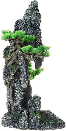 Miniatura 8 de Decoraciones de pecera, adorno de acuario de piedra vista de montaña de 14.4 pulgadas de alto, vista artificial de montaña de montaña, cueva de