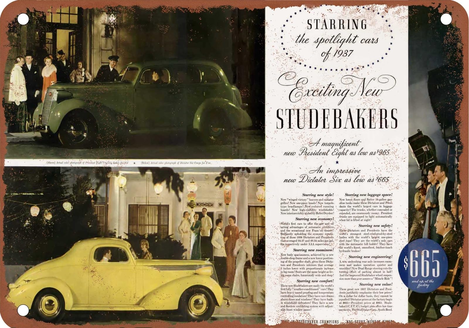 Miaomansenstore Metal Sign - 1937 Studebaker Vintage Ad 02B - Old Retro Rusty Look Home Decor