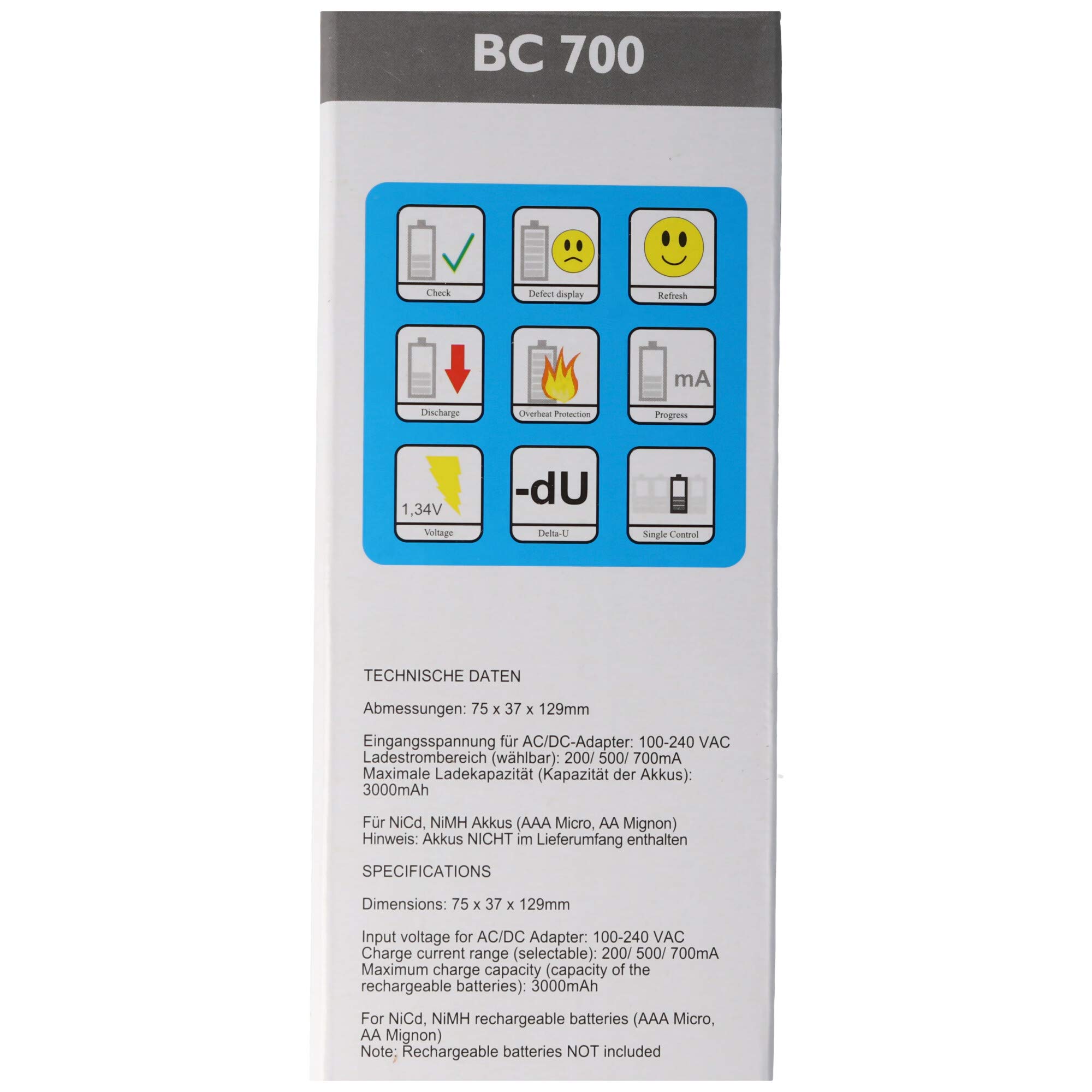 La Crosse Technology RS700 Cargador de Pilas con Pantalla LCD
