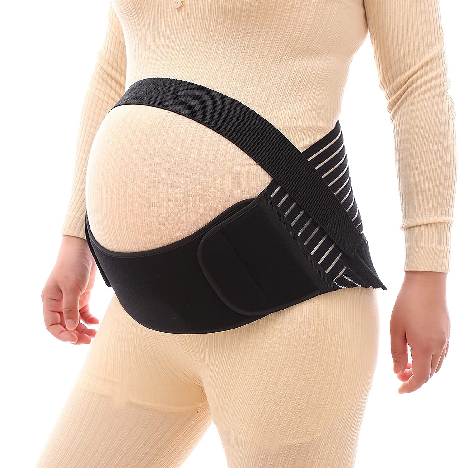 Ostin Pregnancy Belly Support Band - Maternity Belt & Braces for Pregnant Women, Bump Sling for Pelvic, Abdominal and Lower Back Pain Relief with Fully Adjustable Strap (L)
