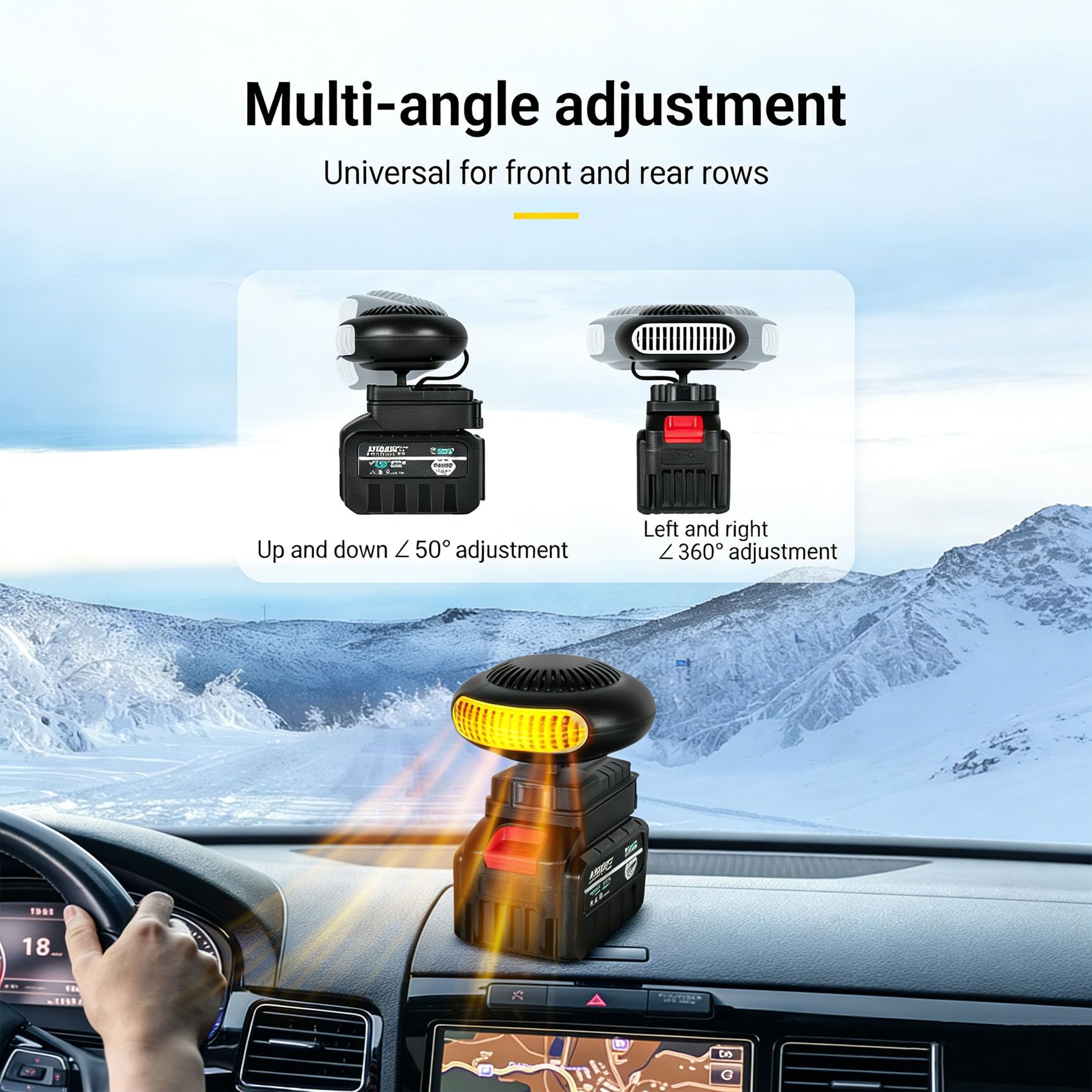Battery Powered Space Heater, Battery Operated Heaters For Indoors, Dual USB, With 3000mah Rechargeable Batteries, Wireless, Portable, Silent, And Anti-Tilt Design For Cars/Camping (5-cell *2) — view 7
