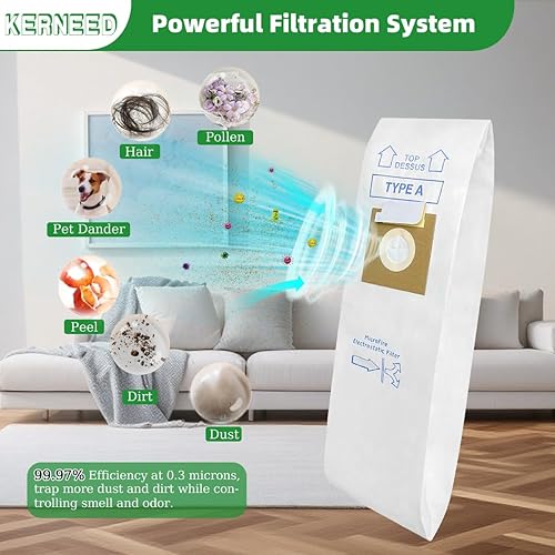 Miniatura 5 de Paquete de 12 bolsas de vacío tipo A de repuesto para aspiradoras verticales Hoover Convertible, Decade 80, Concept One, Concept Two, repuesto para