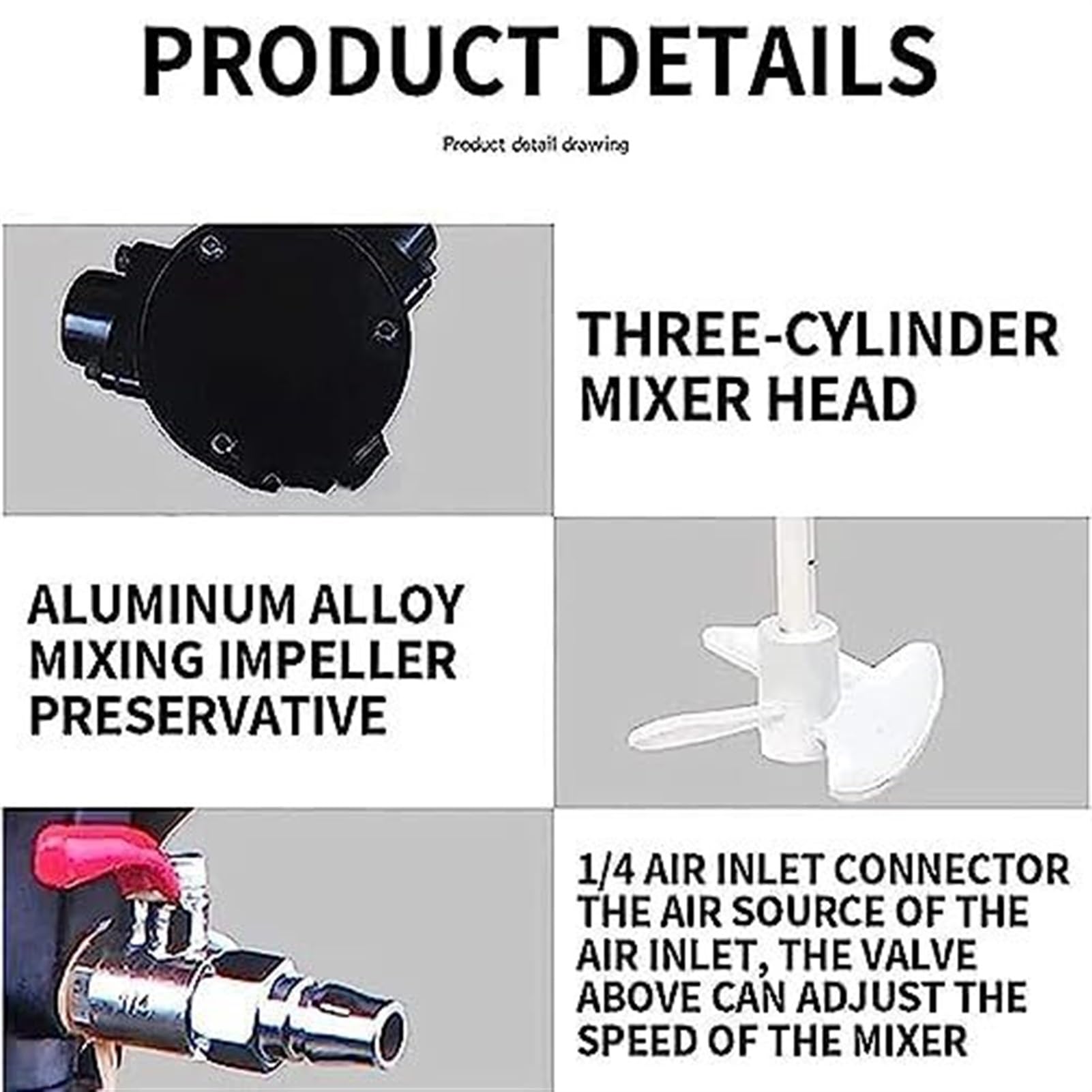 Agitador neumático for mezclador de pintura, mezclador de soporte neumático de 5 gal/20 l, mezclador de elevación automático, mezclador de aire vertical de mesa de acero inoxidable, soporte de máquina