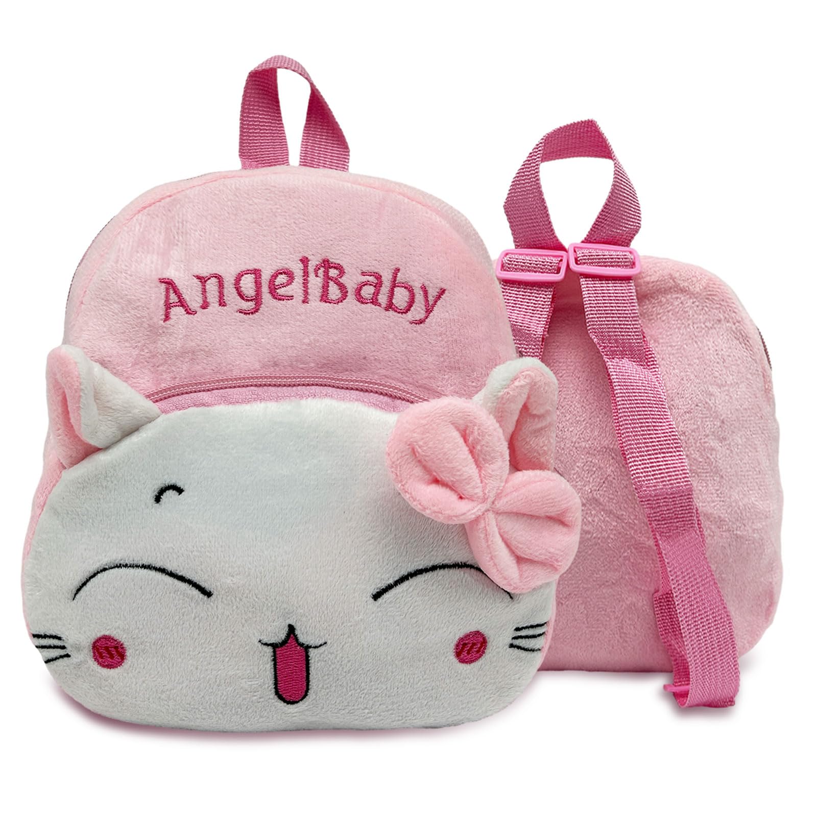 TSHAOUN Mochila Infantil, Suave Mochila de Felpa de Gato, Mochila Kindergarten Niña, Mochila Escolar Felpa Pequeño, Mini Mochila Escolar para Niñas de 1 a 2 Años