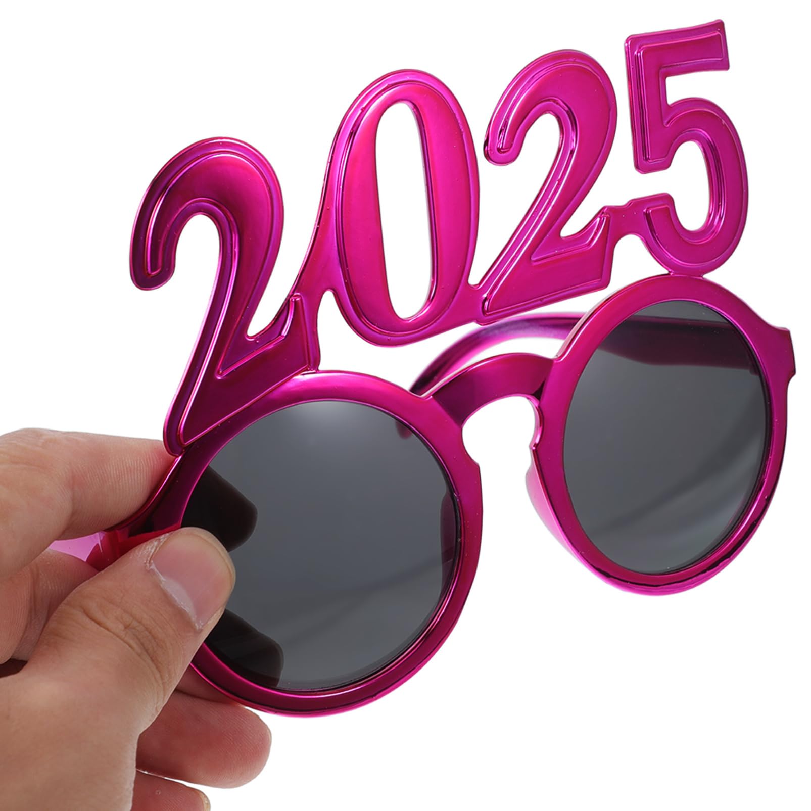 Amosfun 2025 New Year Eyeglasses New Year Sunglasses Photo Prop 2025 Christmas Party Eyeglasses Photo Prop Rosy