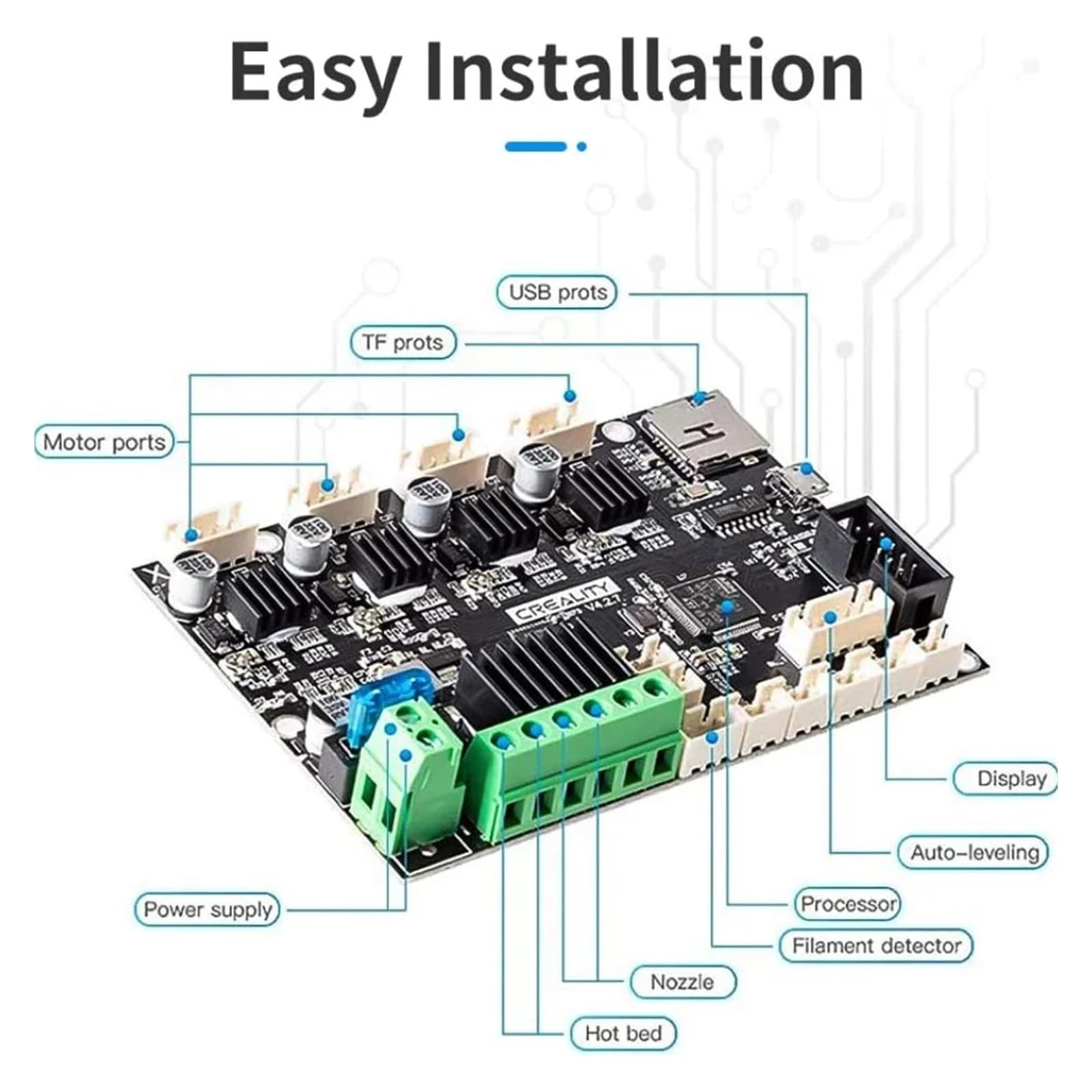 Kompatibel mit Creality, Ender 3 V2 V4.2.7 Mainboard