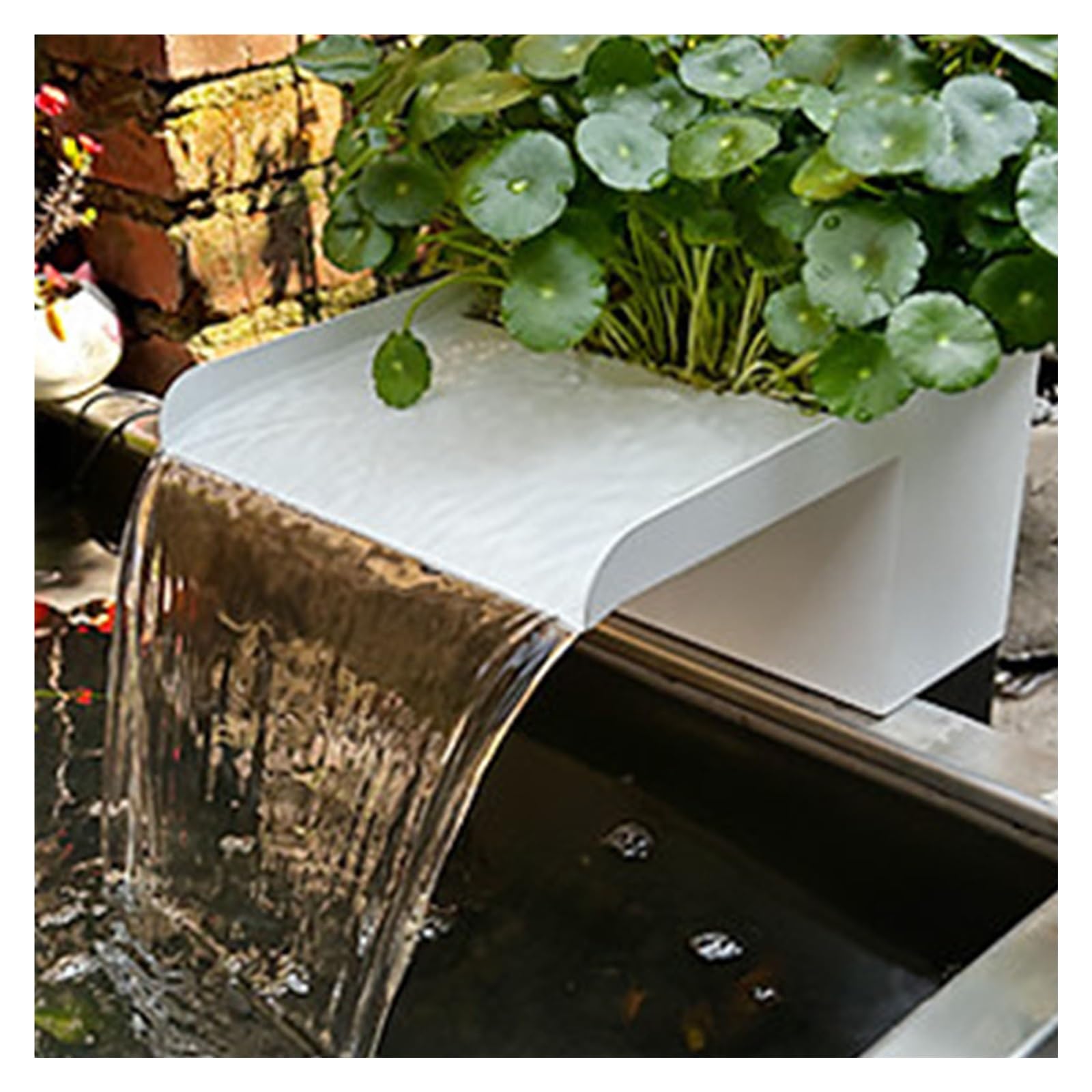 IvyLoutish Heavy Duty 304 Stainless Steel Waterfall Spillway Kit for Pond & Outdoor Fountain, 15cm/5.9in Water Feature Spout with Filter Cotton & Fittings