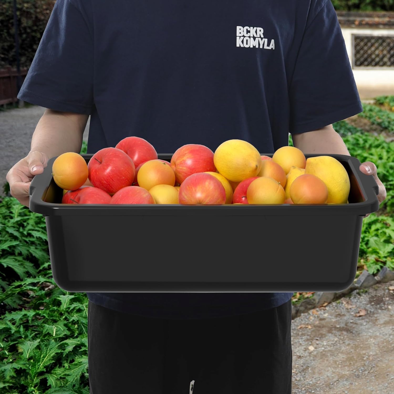 4-Pack Commercial Utility Bus Tubs, 23 L Plastic Bus Box, Dish Bins, Black