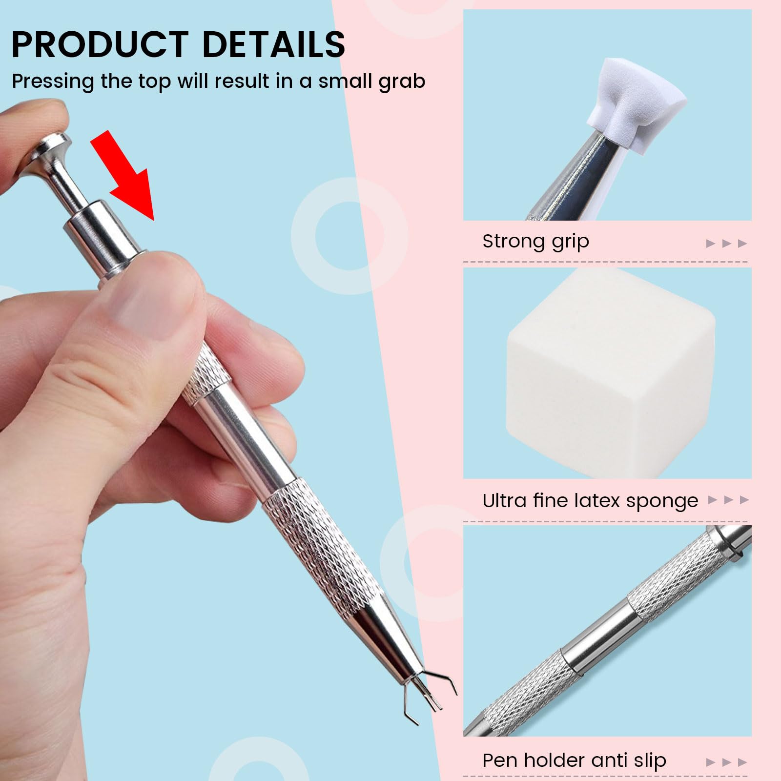 100 Pcs Nail Sponges for Ombre with Silver Metal Claw Grabber, Professional Soft Ombre Sponge Brush, Mini Square Nail Art Sponge Tool Supplies Accessories - Image 3
