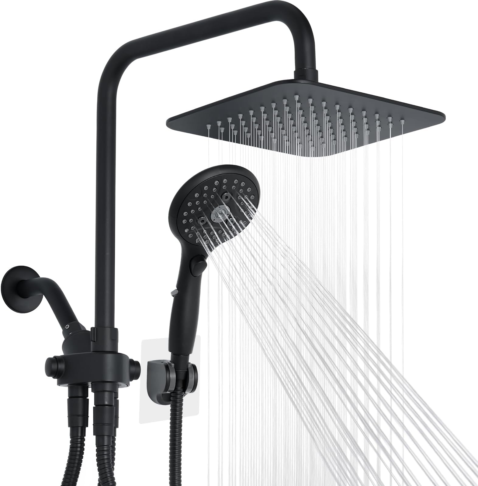 Ryamen Dual Shower Head Combo, 8'' High Pressure Rain/Rainfall Shower ...