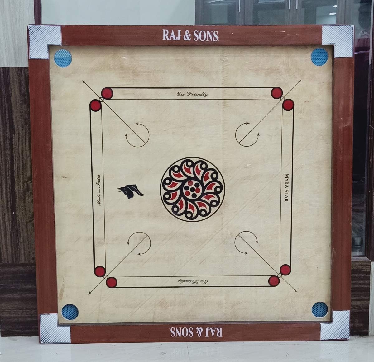 Champion Bulldog Ply Wood Carrom Board Game with Coin & Striker, Approved Board for International Carrom World Game