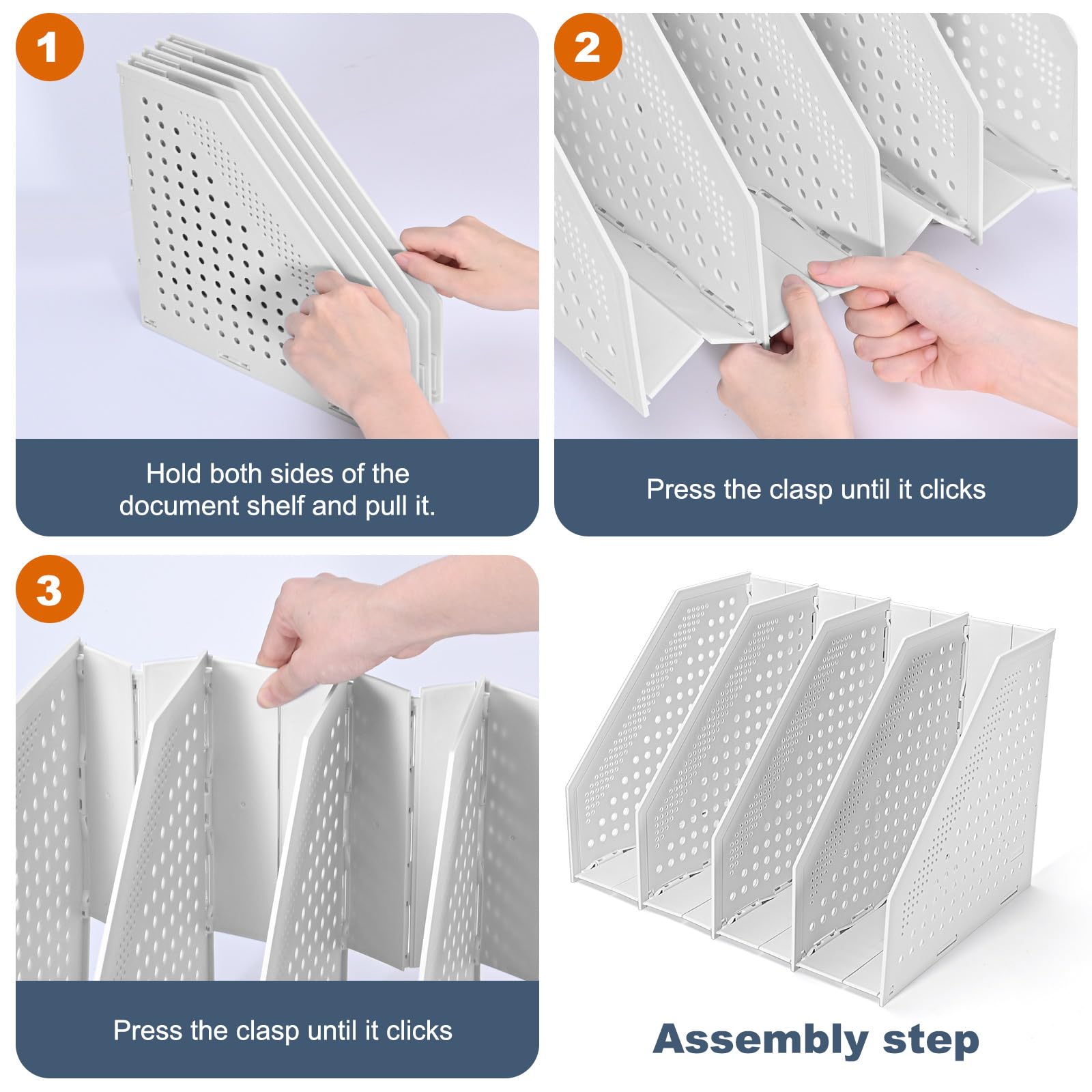 Porte-revues debout Porte-revues pliable en plastique ECO-PP robuste pour le bureau et la maison – Classeur sur pied peu encombrant avec 4 compartiments au design élégant