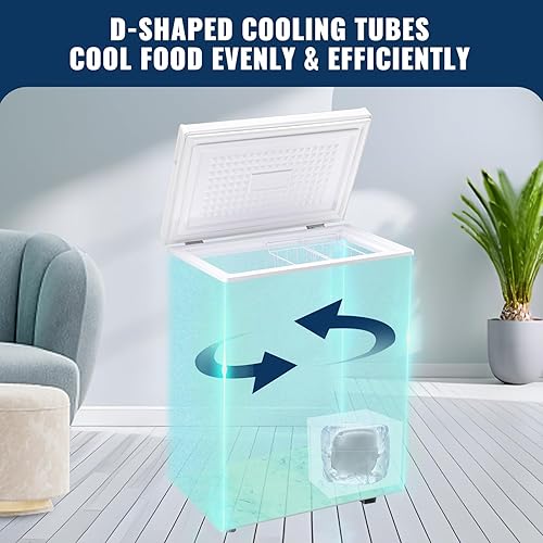 Miniatura 4 de Congelador de pecho de 3.5 pies cúbicos con 2 cestas extraíbles, mini congelador profundo, termostato electrónico (50  a -12 ) y tapa permanece