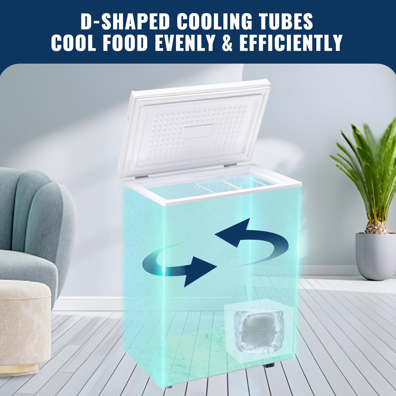 Demuller Chest Freezer With 2 Removable Baskets 3.5 Cu.Ft Compact Freezers With Electronic Thermostat (50 ℉ To -12 ℉), Stay-Open Lid, Manual Defrost, Kitchen Office Apartment, White on Fridge.com - View 4
