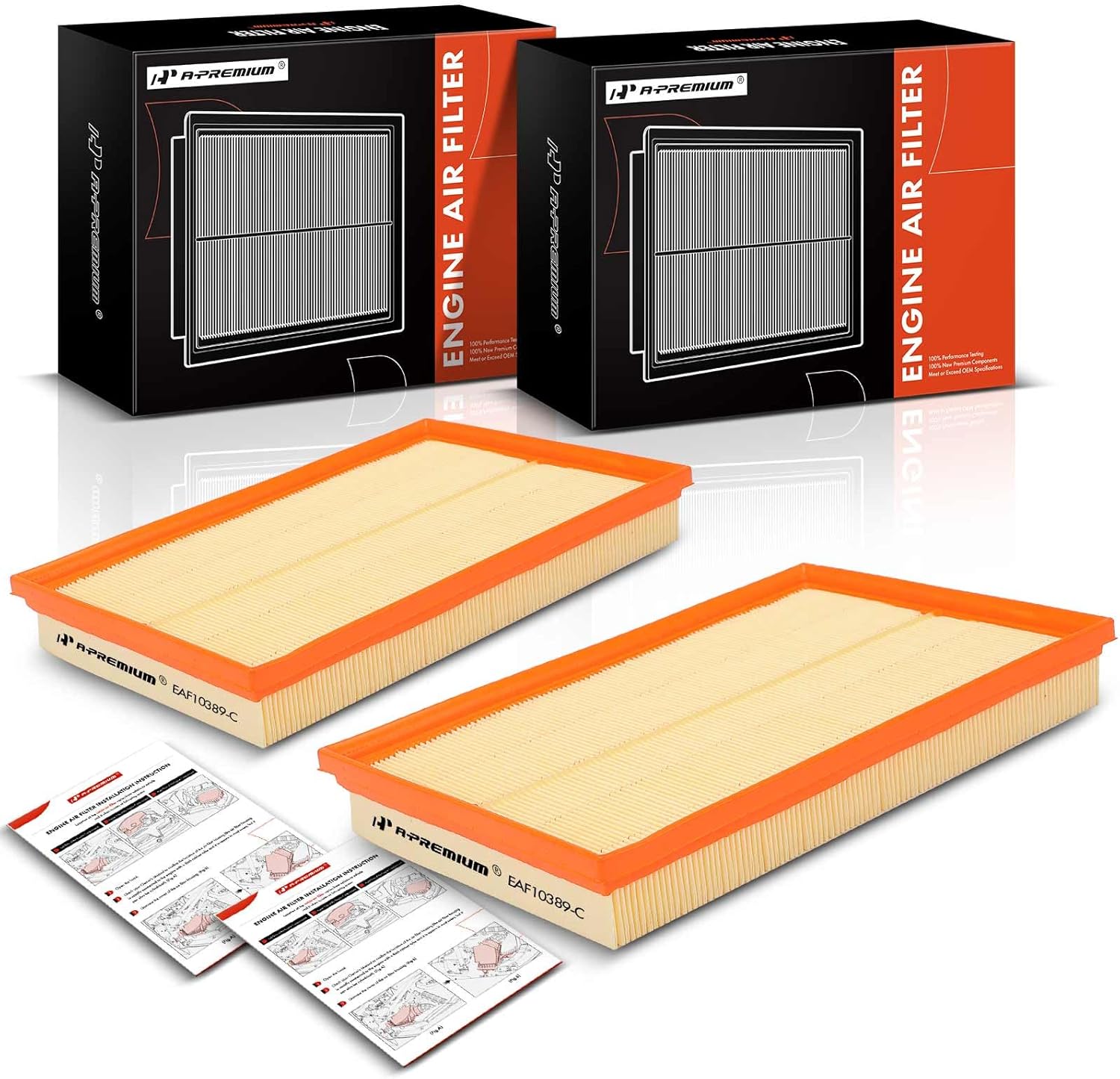 A-Premium 2-PC Engine Air Filter Compatible with Mercedes-Benz C190 Series AMG GT 2017-2021, AMG GT 63 2019, AMG GT 63 S 2019, AMG GT C 2018-2021, AMG GT R 2018-2021, AMG GT R Pro 2020, AMG GT S