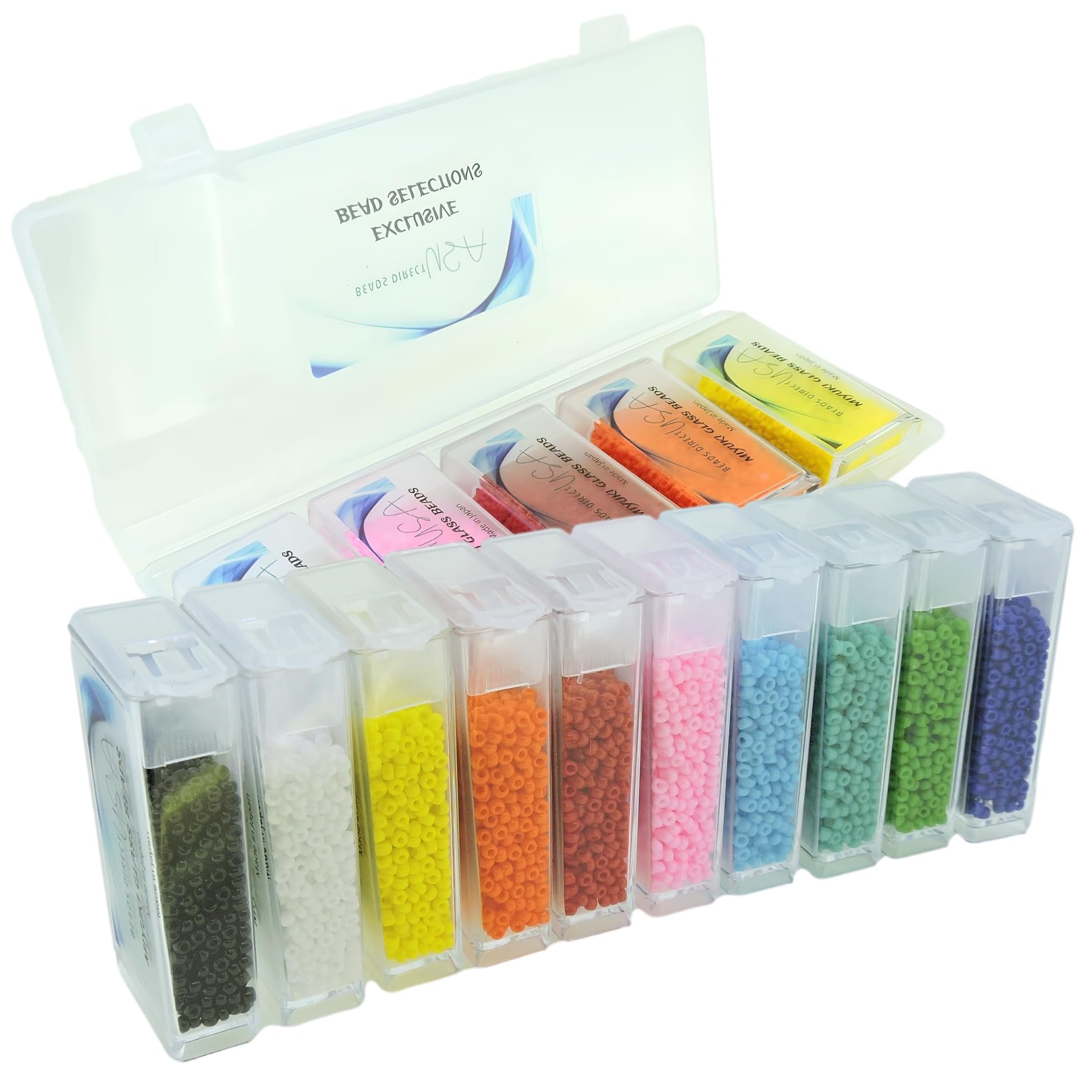 Set of 10 Colors - Miyuki Size 11/0 Round Seed Beads, 100 Grams - Basic Opaque Collection