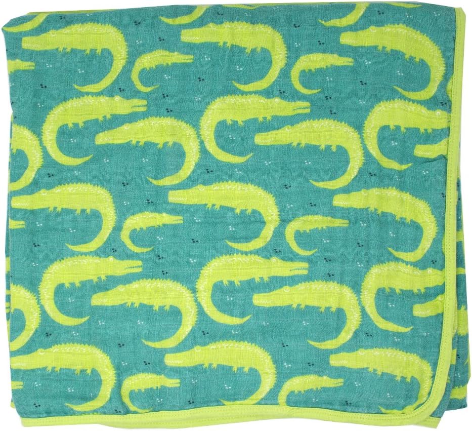 Emma & Noah Baby Snuggle Blanket, Extra Soft, 100% Cotton, Size: 120 x 120 cm, 6-layered, ideal as Baby Blanket, Blanket for Pram, Crib and Baby Bed, Nursing Cover (Crocodile)