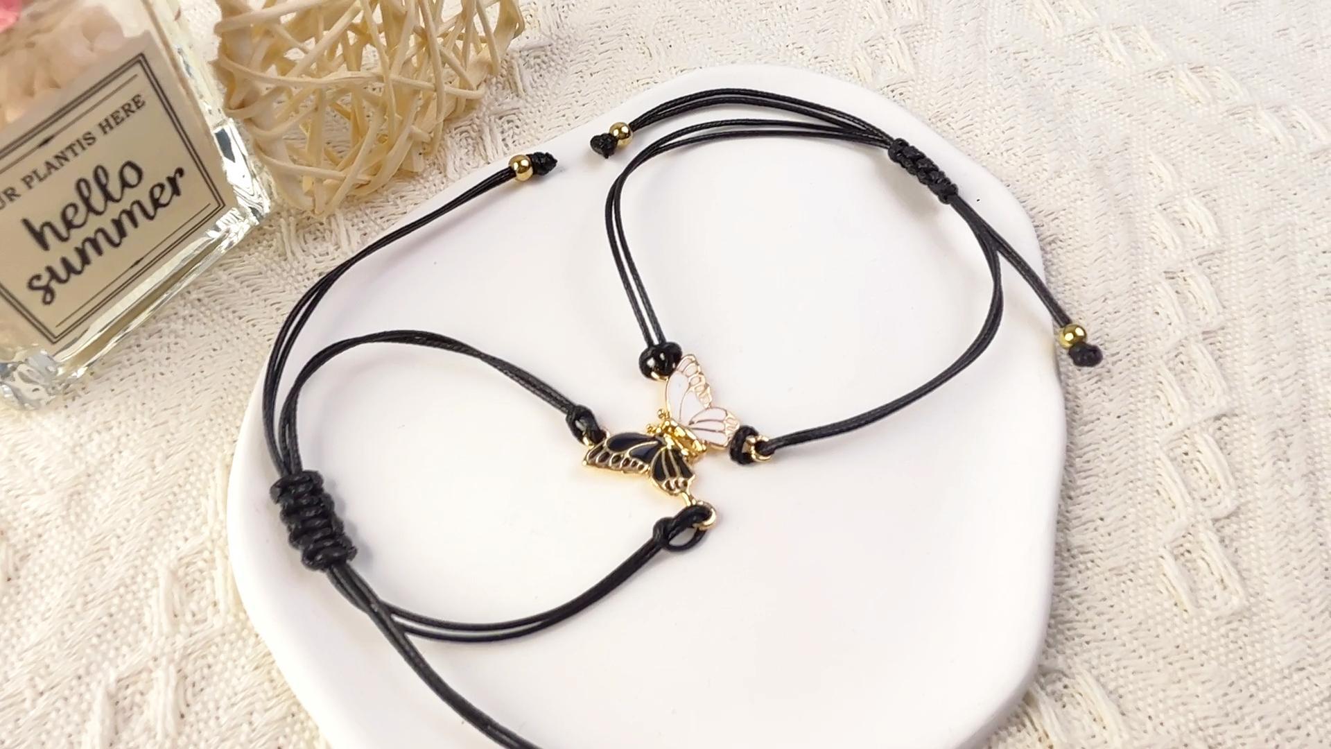 braccialetti amicizia regalo amicizia Braccialetti Dell'amicizia a Farfalla, Braccialetto a Farfalla Regolabile,bracciale amica,Bracciale Amicizia Donna La Farfalla Gioielli Braccialetto Regolabil