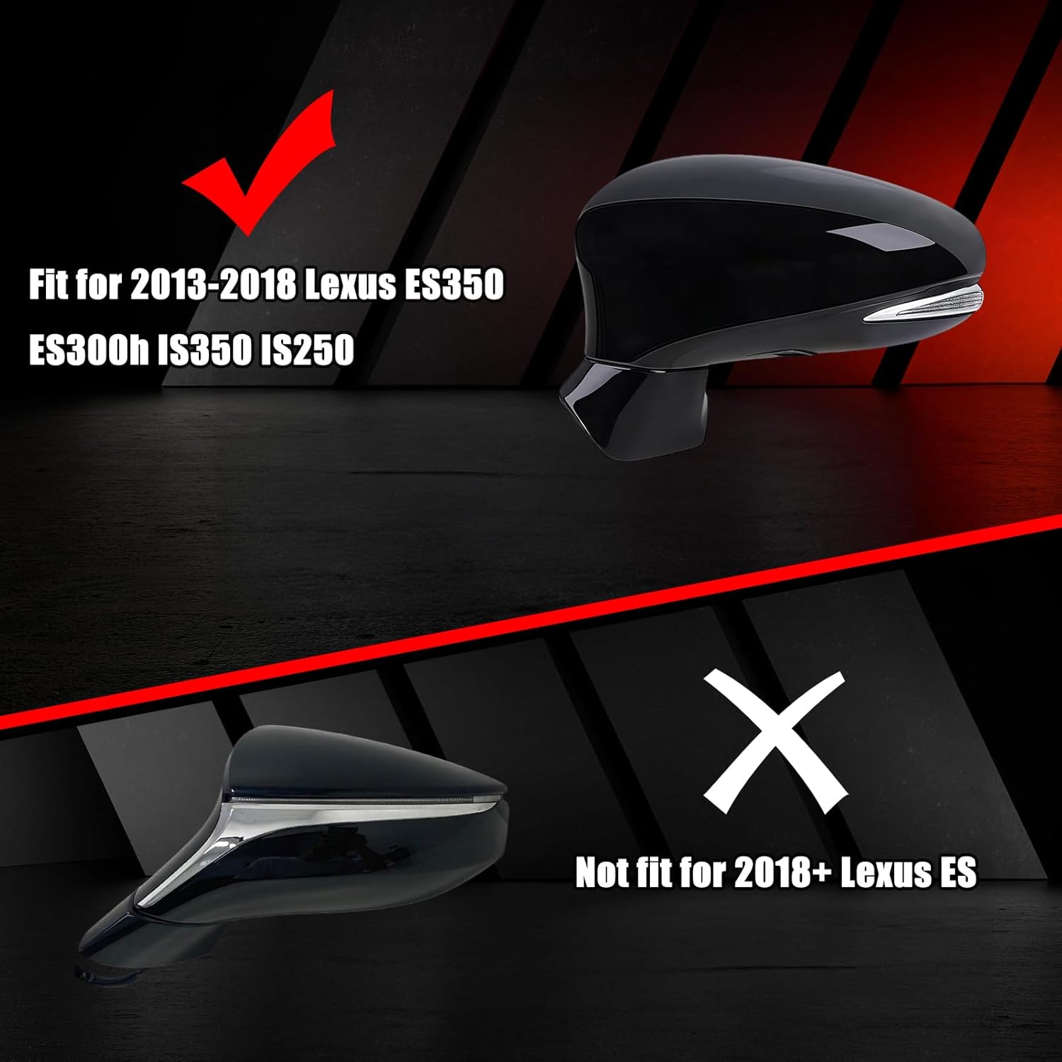 White Driver Side Mirror Cover Caps for 2013-2018 Lexus ES250 ES300h ES350, Directly Replace Style, Not Sticker