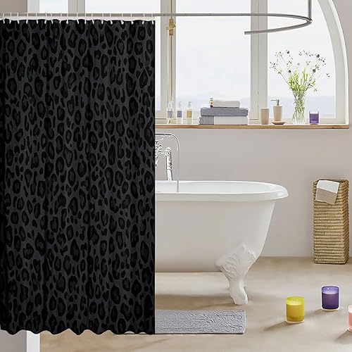 Miniatura 3 de Cortinas de ducha con estampado de leopardo, cortinas de baño con textura abstracta de piel de guepardo para niñas, niños y mujeres, cortinas