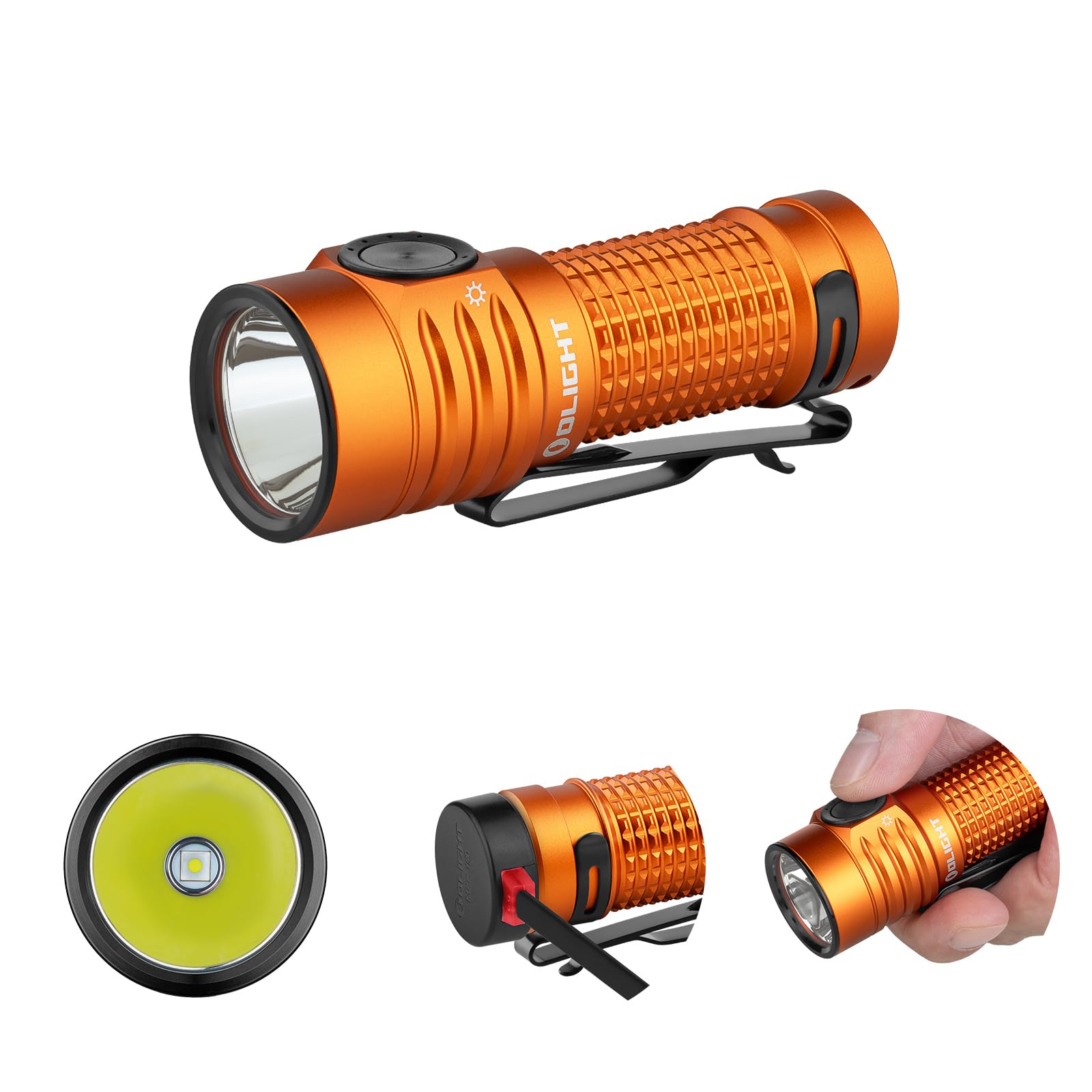 BatonTurbo 1000 Lumen Handheld Flashlight Portable Torch EDC Outdoor Flashlight Waterproof (Orange)