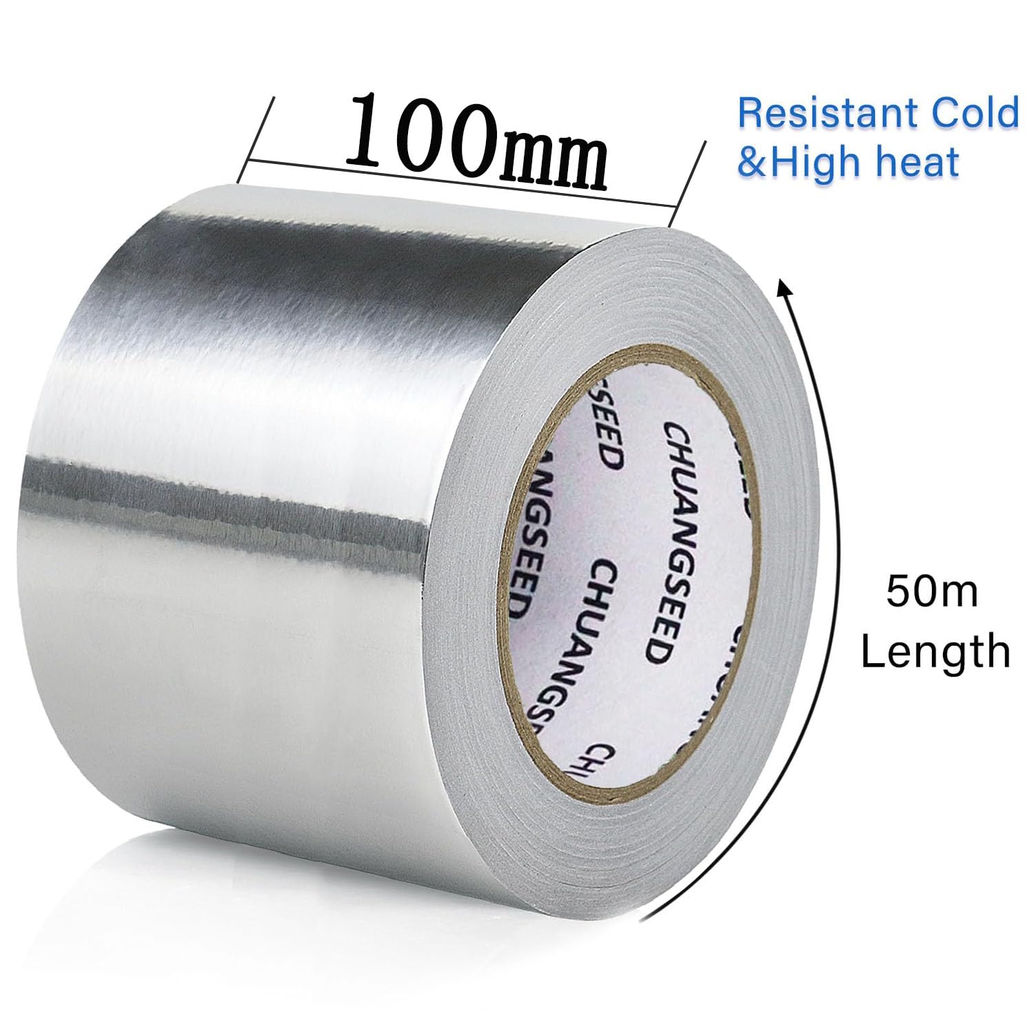 CHUANGSEED 1 Roll Aluminum Foil tape 100mm x 50m Aluminium Foil Tape for home Heating Duct Repair, HVAC Use - Image 2