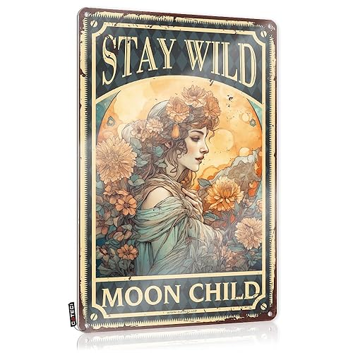 Man Cabe Decor Stay Wild Moon Child Tin Sign Coffee