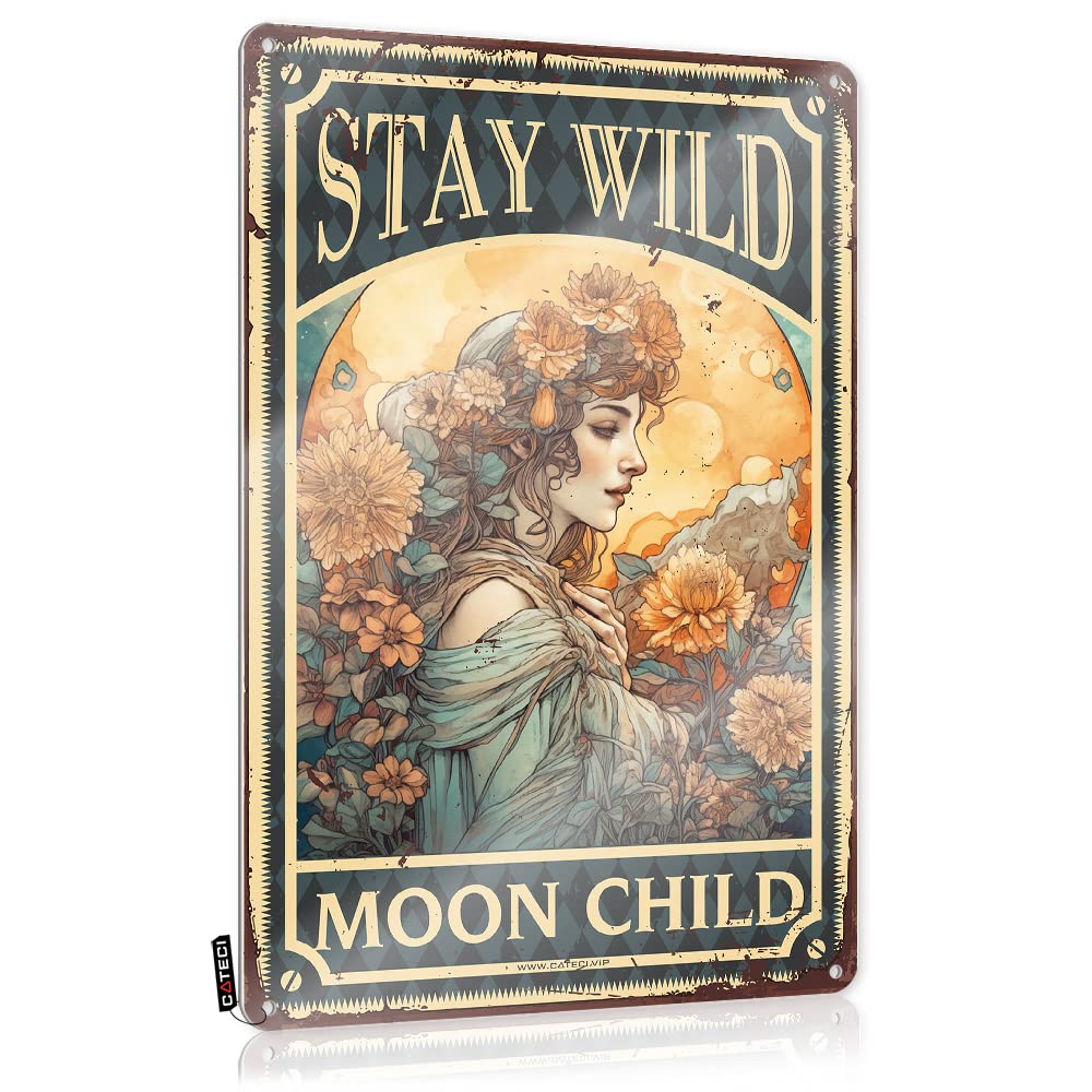 MGHTLCCME Beer Limit Sign Stay Wild Moon Child Tin Sign Cubicle Accessoriesunique Wall Decorcoffee Bar Decorgifts For Best Friend Signs For Room Tin Decor(30X40CM)