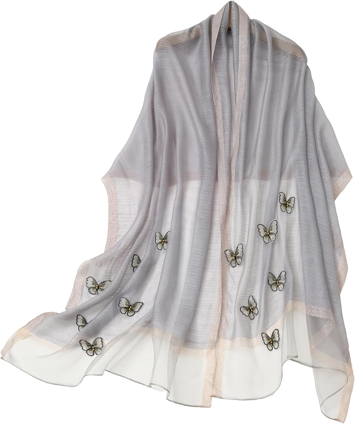 Isurrender Silk Embroidered Long Scarf Lightweight Wrap for Evening Party Fashion Pashmina Shawl Wraps for Women Formal