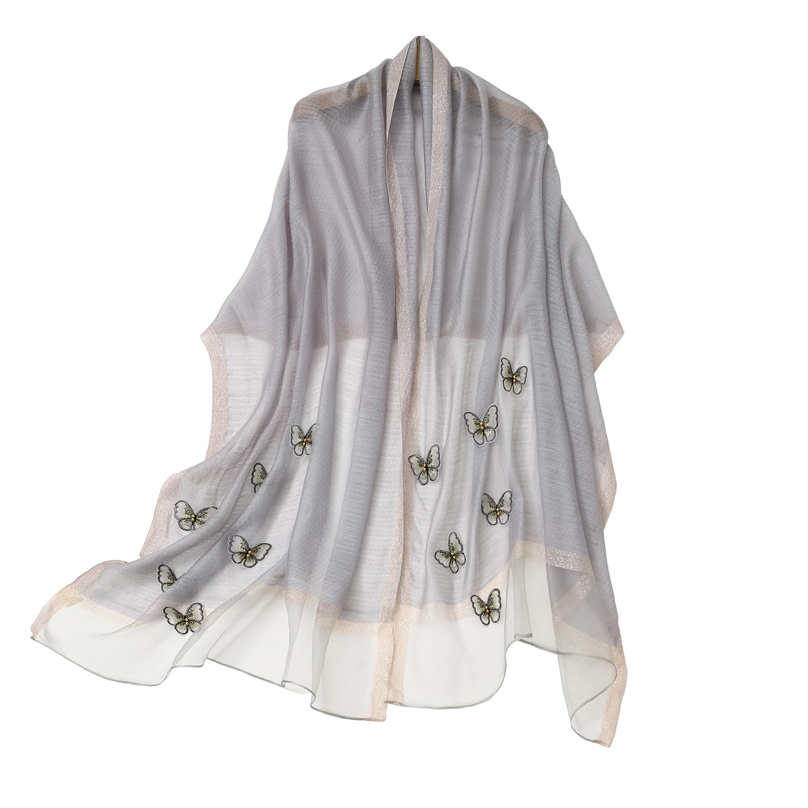 Isurrender Silk Embroidered Long Scarf Lightweight Wrap for Evening Party Fashion Pashmina Shawl Wraps for Women Formal