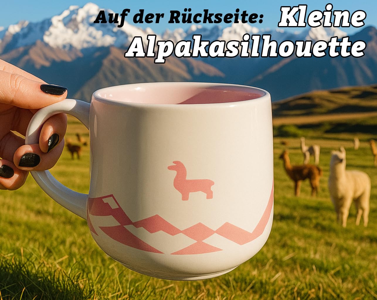 Alpaka-Tasse "No Drama Llama Lady" – Innen & Henkel In Rosa, Lustiger Spruch, Spülmaschinenfest