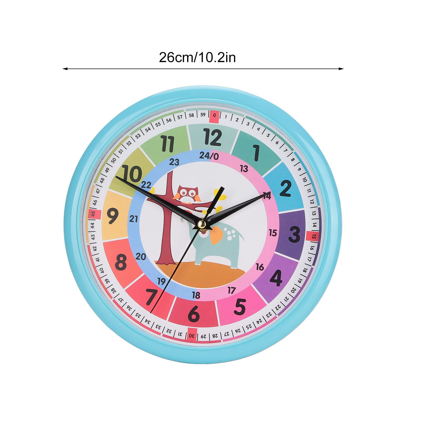 lvifloae Classroom Clock Cute Wall Clock Plastic Cartoon Colorful Quartz Time Learning Hanging Clock for Kid's Bedroom Study Playroom School Classroom Pink (Blue)