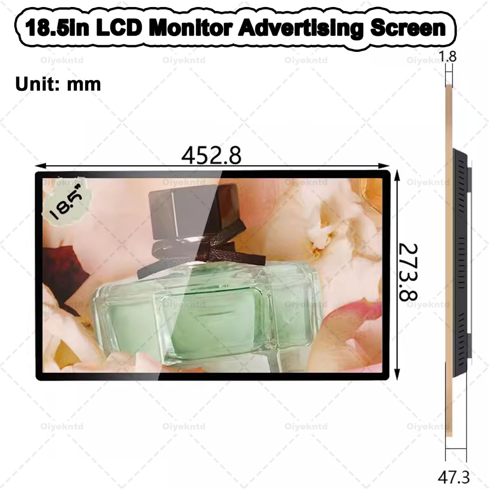 Digital Signage Media Player, Smart Split Screen für Werbung, vielseitiges Display im Hoch- und Querformat für Restaurants, Cafés, Salons und Geschäfte - 47.0 cm