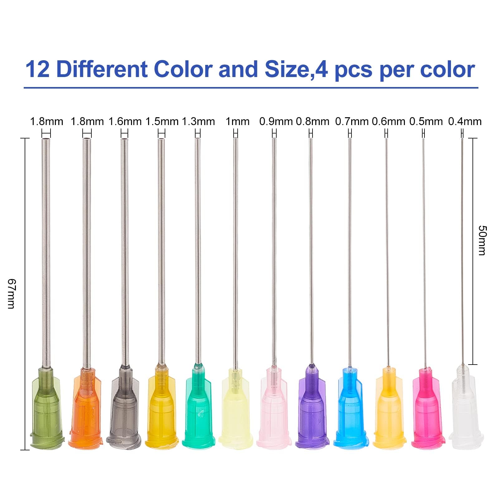 Snapklik.com : BENECREAT 48PCS 2 Inch 12 Different Gauge Blunt Tip Glue ...