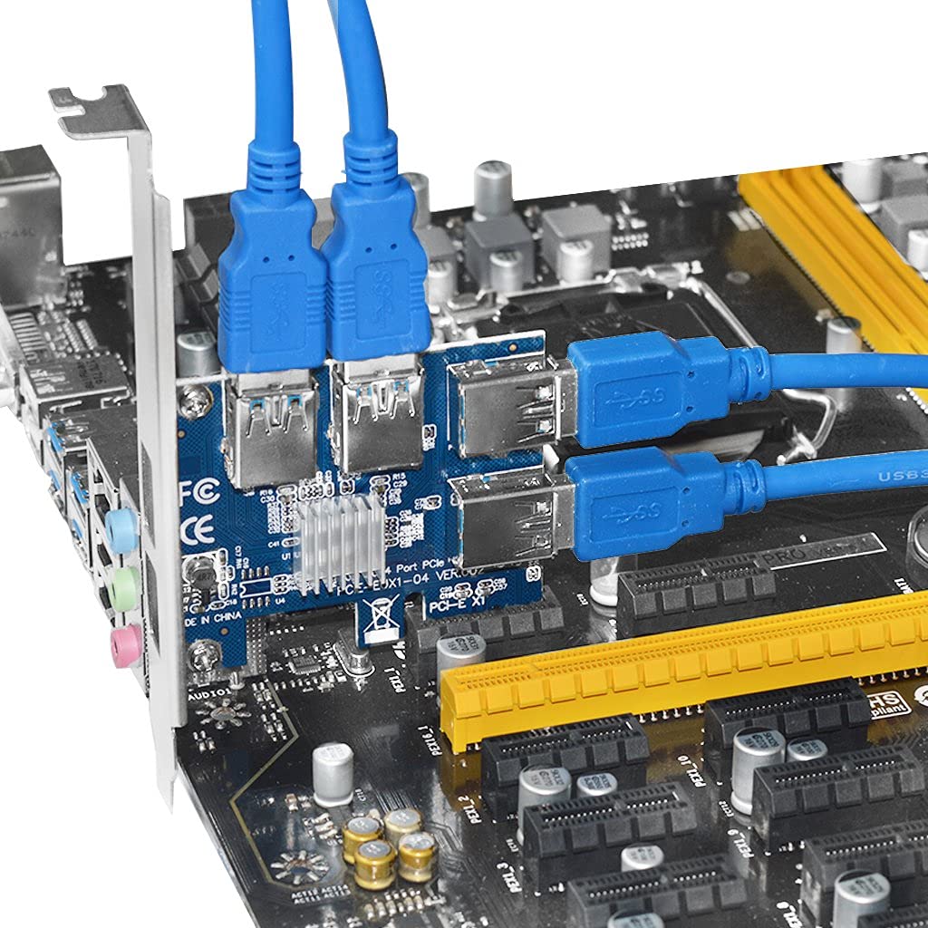PCIE.に PCI-Eアダプタ1ターン4 PCI-エクスプレススロット1xから16倍 USB 3.0鉱山特殊ライザーカード PCI  Amazon.co.jp: PCIe 1x 4X 8X 16XスロットライザーカードPCI-E1X〜外部4 PCI-e USB  3.0アダプターマルチプライヤーカード（Bitcoin適用バージョン） : パソコン ...