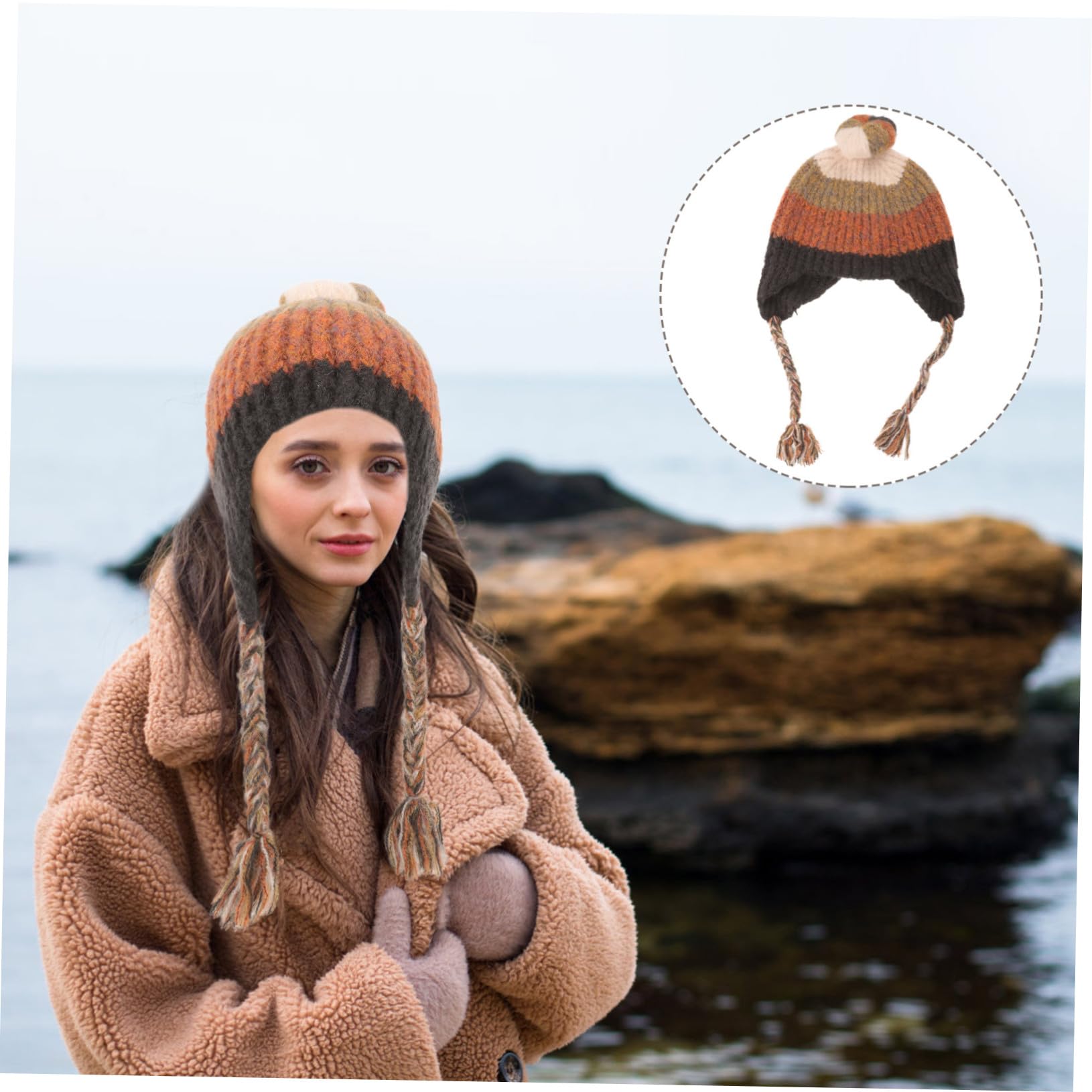 Holibanna gorro tejido con orejeras gorras sombrero del cubo de las señoras sombrero de mujer sombrero plegable tapa gorro termico gorros mujer sombrero de tejer gorro caliente hilo