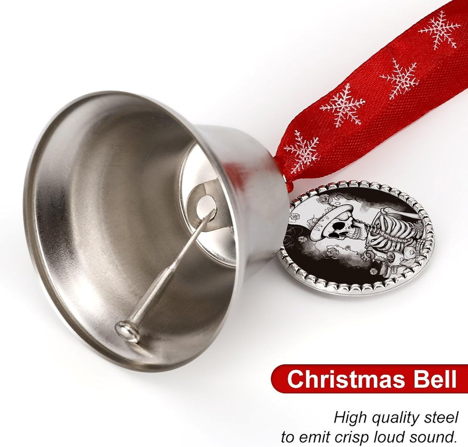 Skeleton Chef Christmas Bell Ornament Metal Christmas Jingling Bell Vintage Bells for Xmas Tree Decors Wings & Loves Bells Ornaments for Holiday Decor