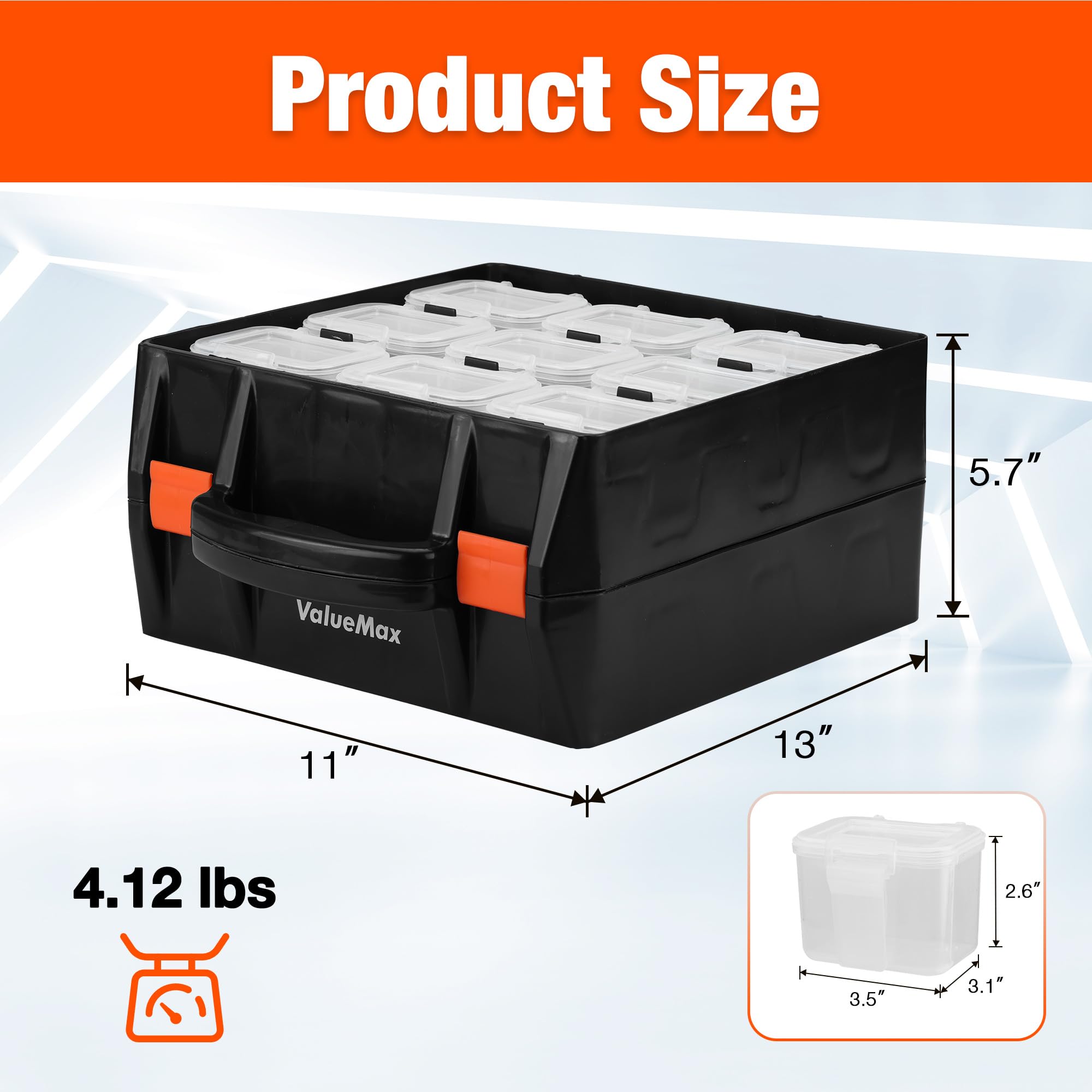 ValueMax Scatola organizer per piccole parti, cassetta degli attrezzi su entrambi i lati con 18 contenitori rimovibili, custodia portatile per viti e parti per dadi, bulloni e hardware