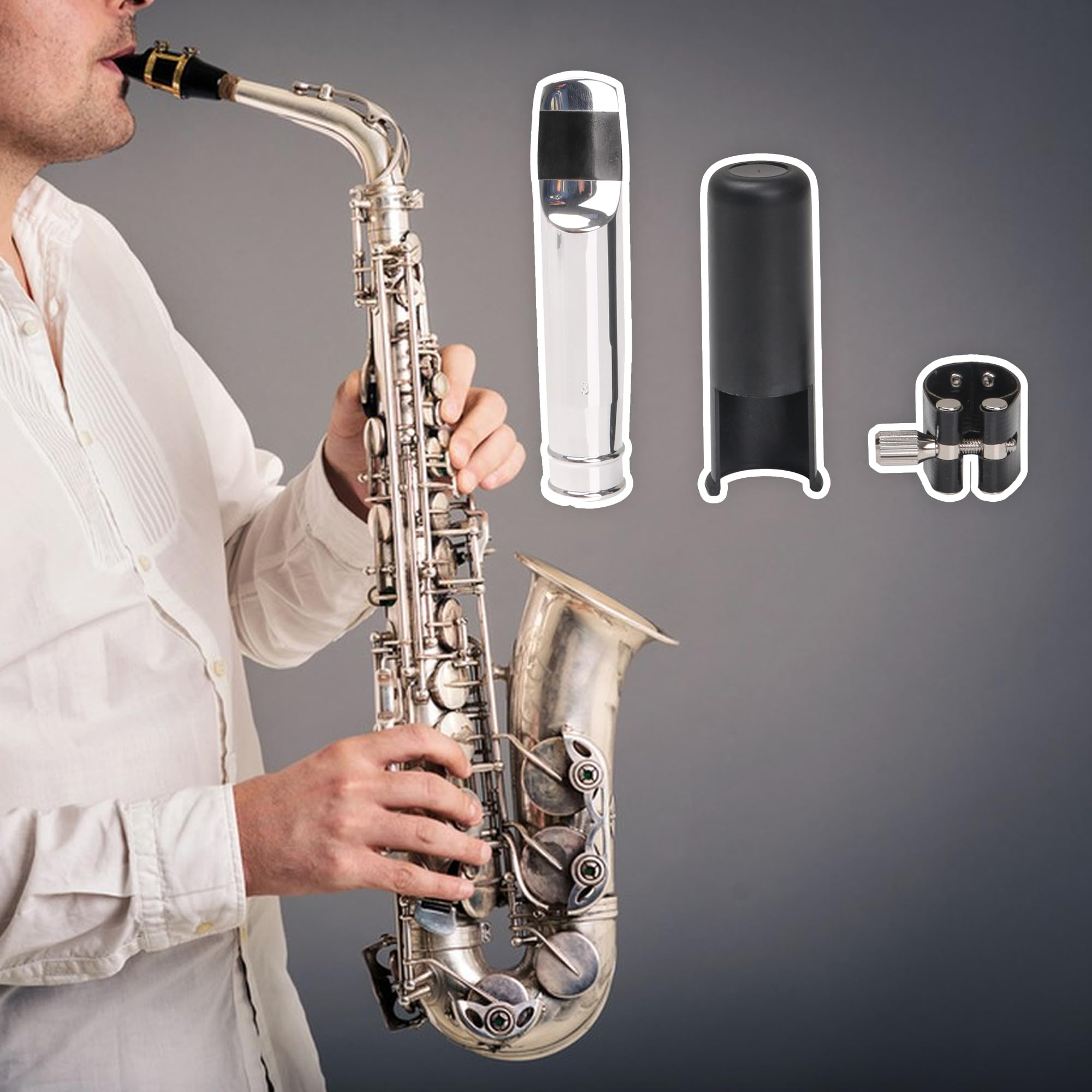 RDEXP - Boquilla de saxofón Jazz Tenor 8#, con tapa de ligadura, accesorios para instrumentos orquesta