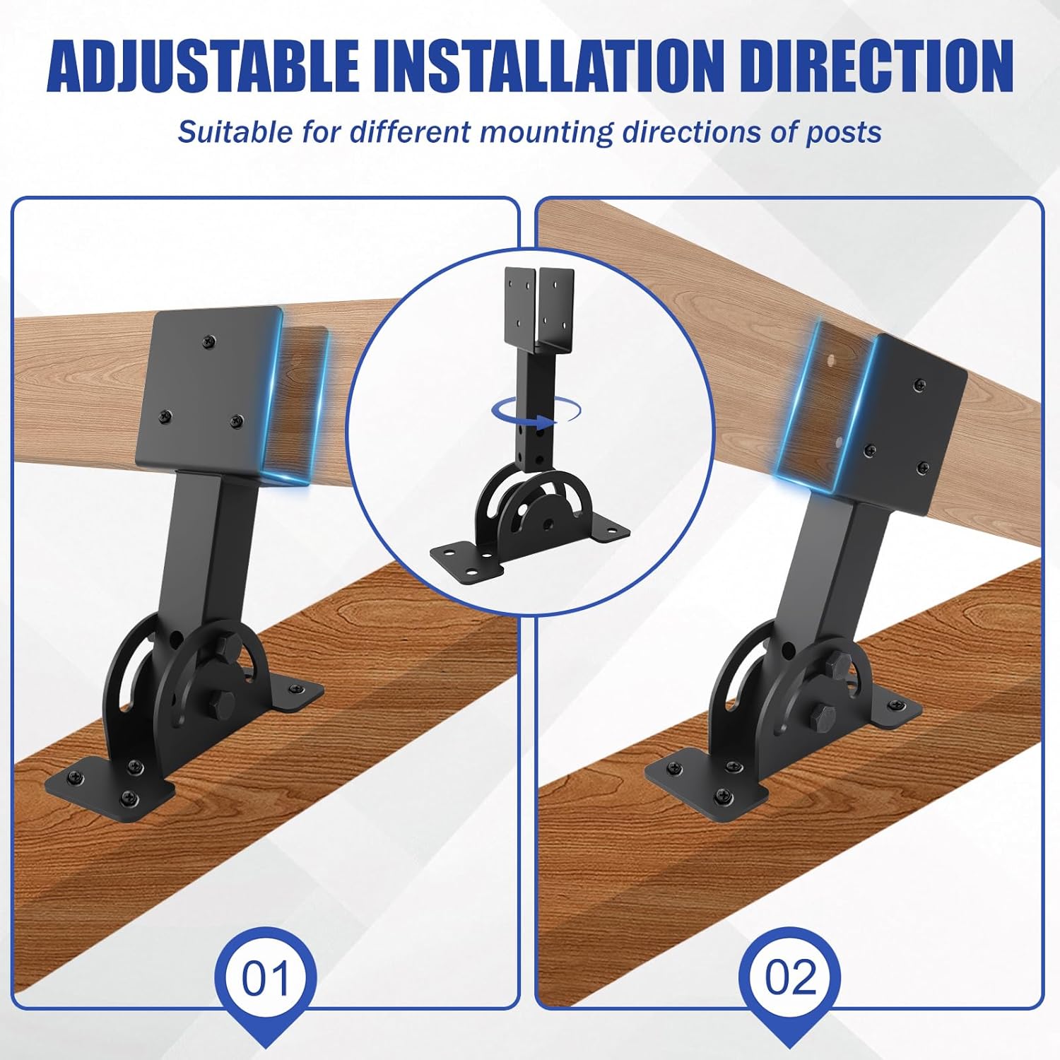 4 Pcs Heavy Duty Roof Riser Brackets Kit 2×4 Adjustable Height Angle Pergola Brackets(Black) Roof Riser Beam Bracket for Gazebos, Carports, and Patios