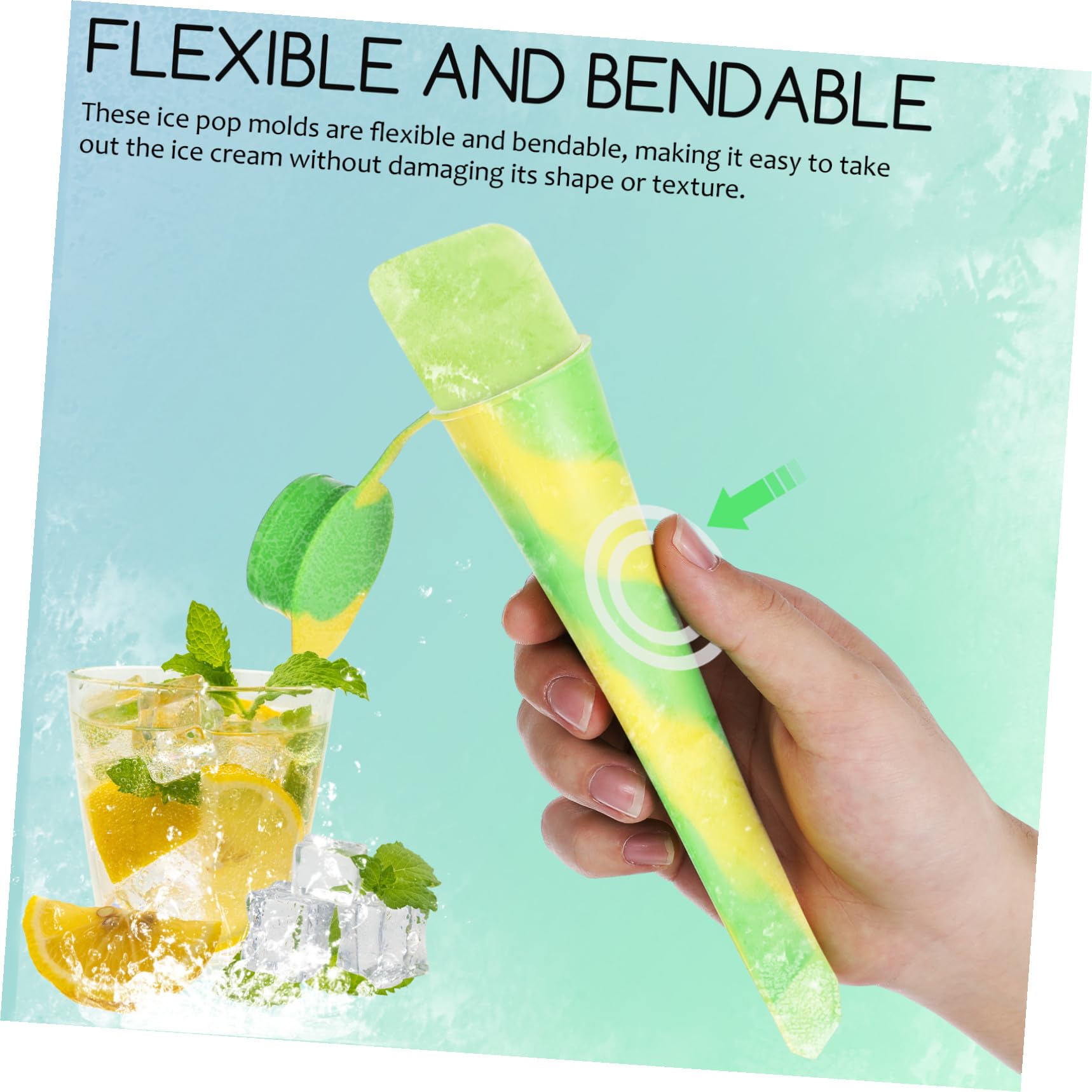 VALICLUD 12 pièces Moules à Glace Silicone Moule à Bâtonnets Réutilisable Flexible et Sûr pour Garçon Fille et Adultes Compartiments Multiples pour Différents Goûts