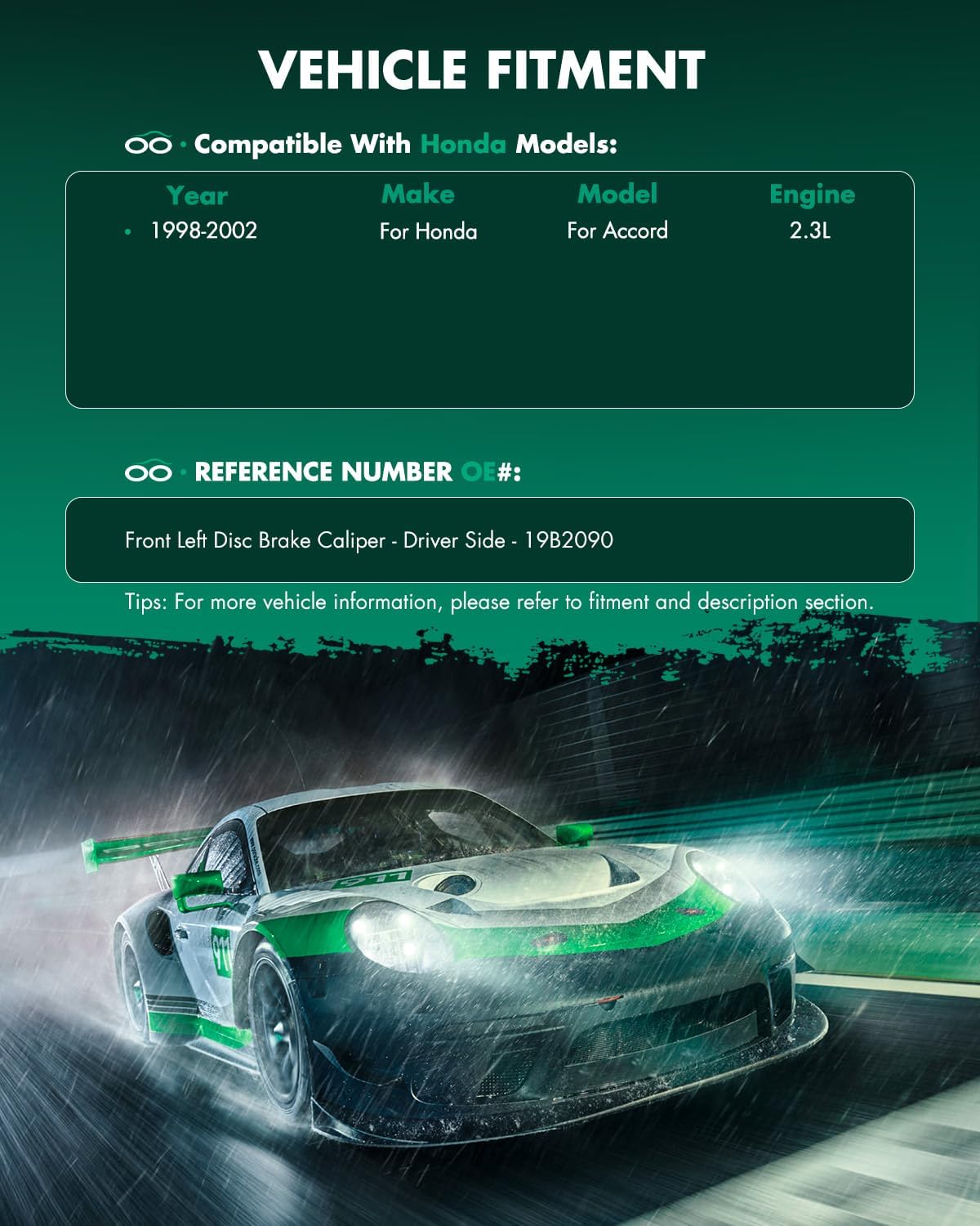 SCITOO 19B2090 Front Left Disc Brake Caliper Assembly w/Bracket For Honda For Accord 1998-2002