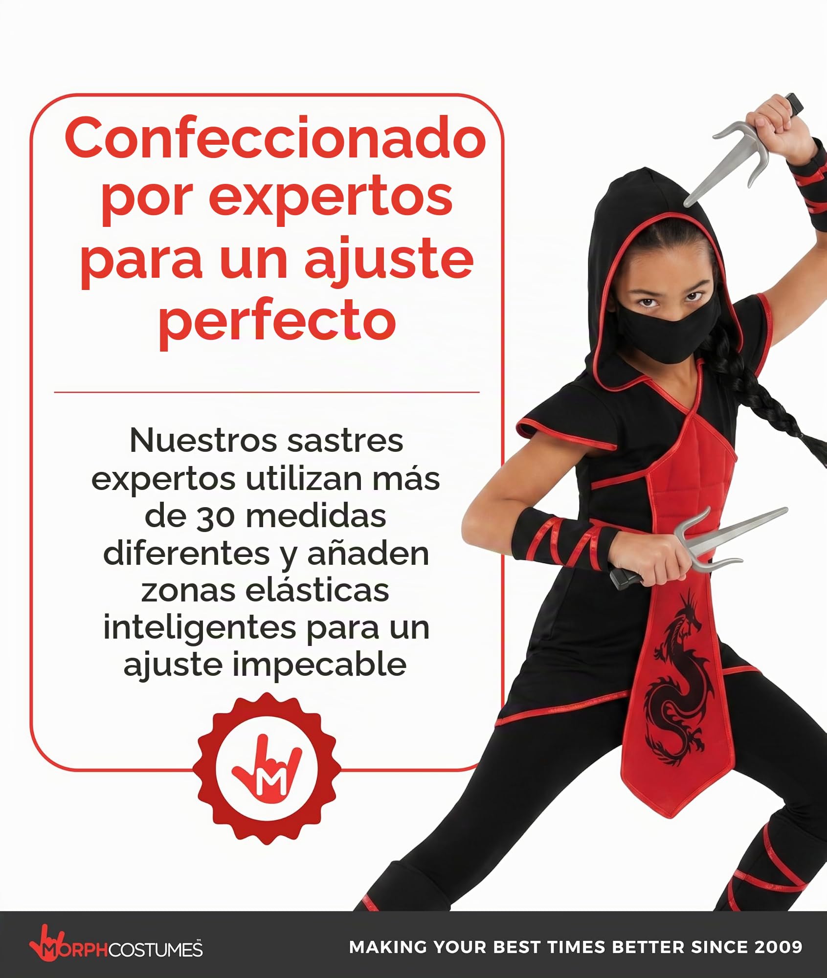 Morph Disfraz Ninja Niña, Disfraz Halloween Niña