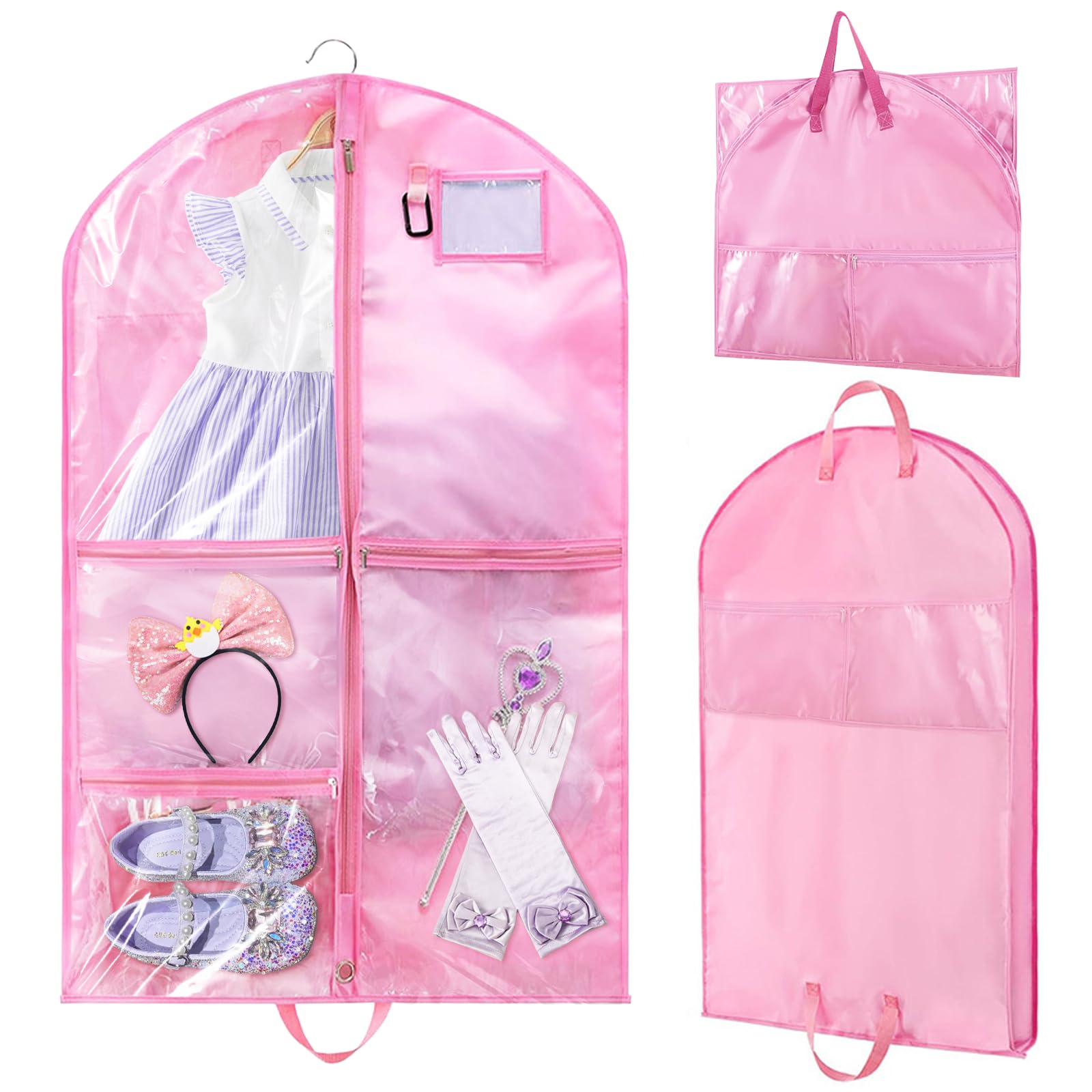 Housse de vêtement enfant imperméable : lot de 2 sacs pour costume de danse 101cm avec 3 poches