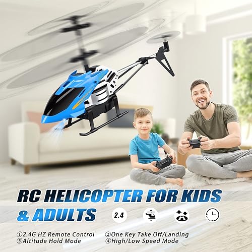 Vista 2 de Dolanus Helicópteros RC - Juguetes de helicóptero de control remoto: despegue/aterrizaje con una tecla, retención automática de altitud, luz LED