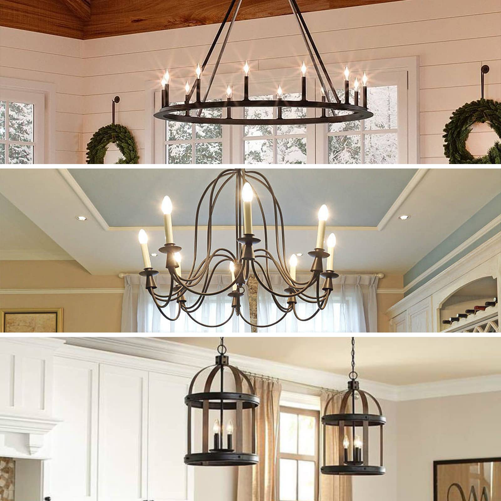 CREATE BRIGHT E12 Dimmable Light Bulbs 8W Candelabra Led Bulbs 100 Watt Equivalent 2700K Warm White Clear C35 Filament Vintage Candle Bulb,12-Pack