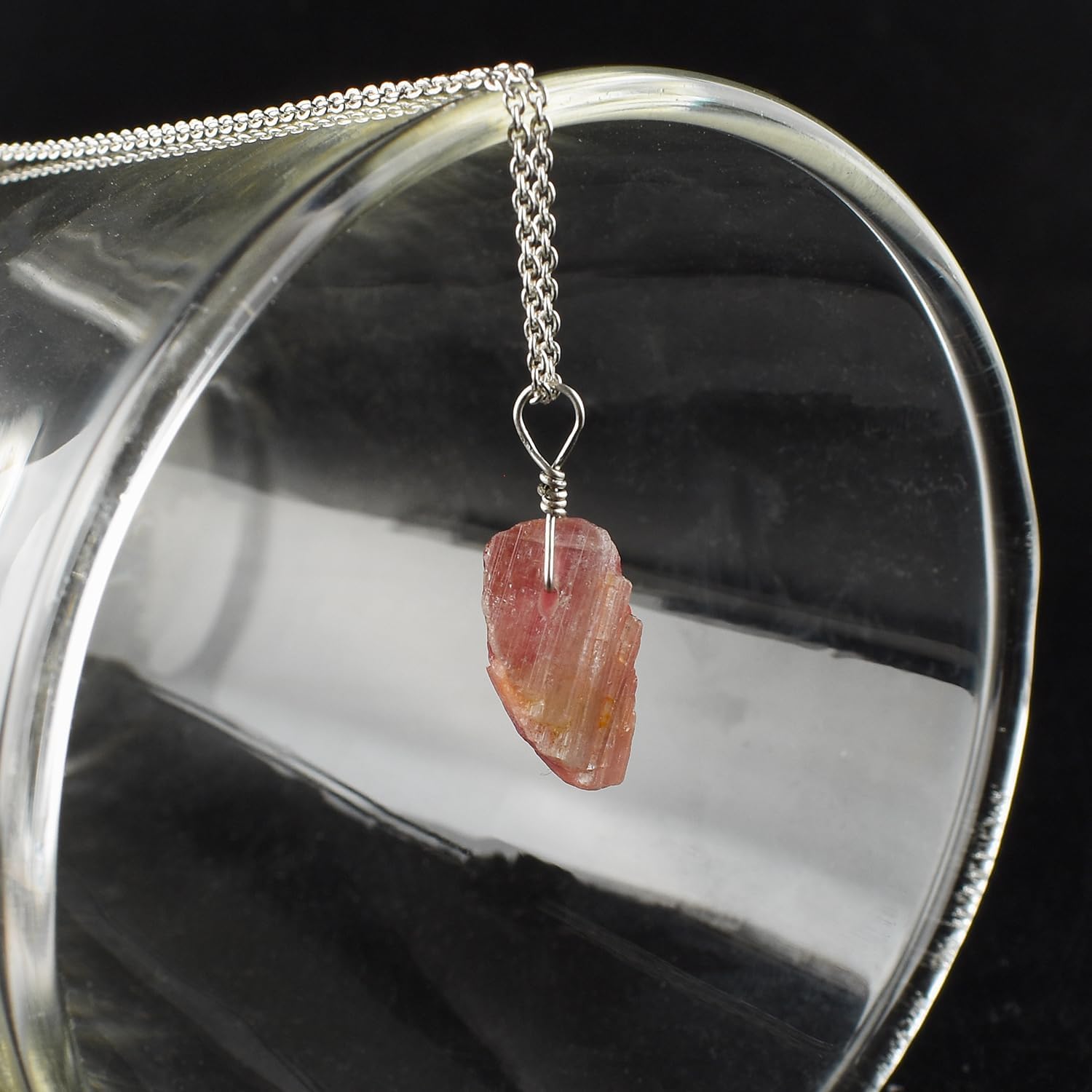 InfinityGemsArt Mothers Day Gifts Natural Raw Pink Tourmaline Pendant, Natural Gemstone, Dainty Rough Handmade Necklace, Healing Crystals Gift Jewelry for Women 925 Sterling Silver Chain 18 inch - Image 3