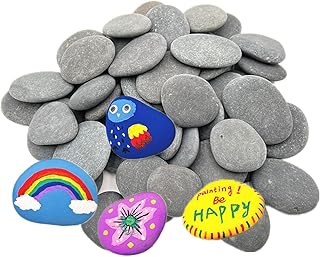 50PCS Painting Rocks, Natural DIY Rocks Flat & Smooth Kindness Rocks for Arts, Crafts,